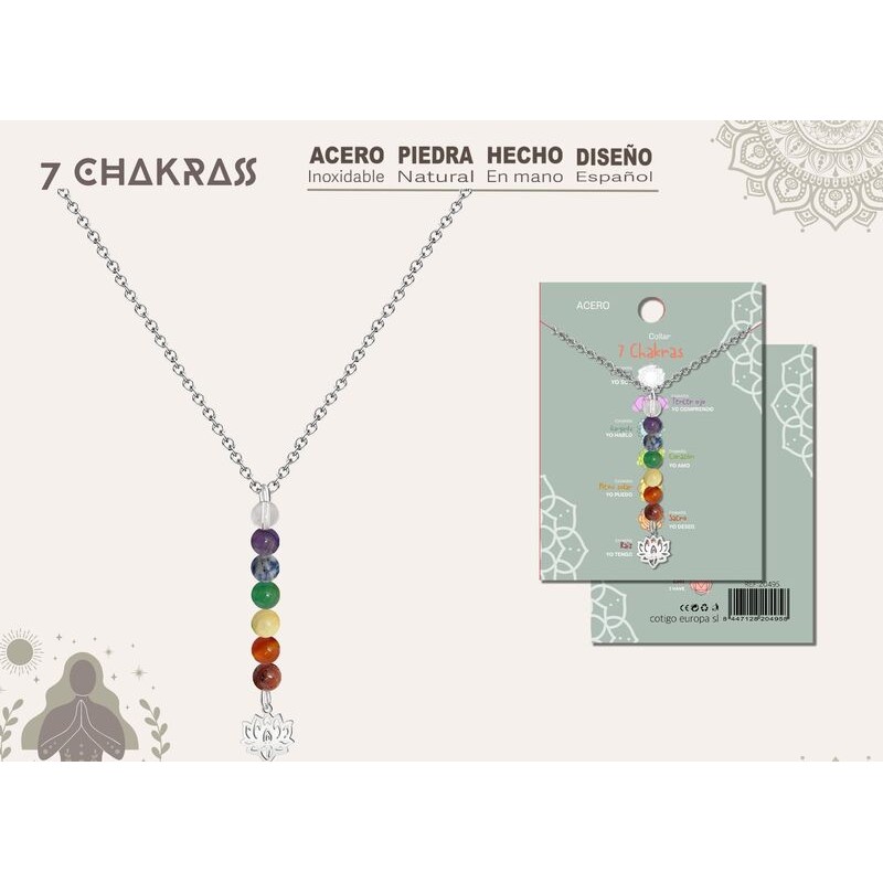 Colgante 7 Chakras Con Piedra Natural Y Acero  - Coleccion 7 chakras (P2)
